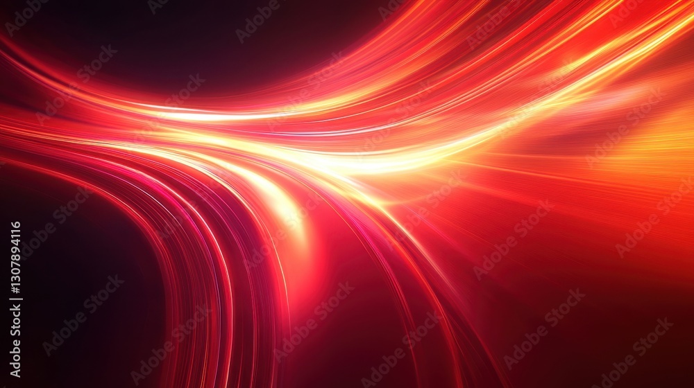 Fototapete a wide-angle view of a red and orange gradient background with smooth curves and a futuristic vibe, 