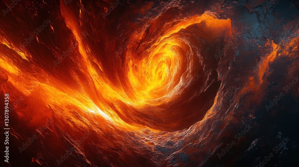 Aufkleber Abstract curves of red and orange flowing across a dark-toned background, with light and shadow playing across the composition, creating a sense of motion and energy.