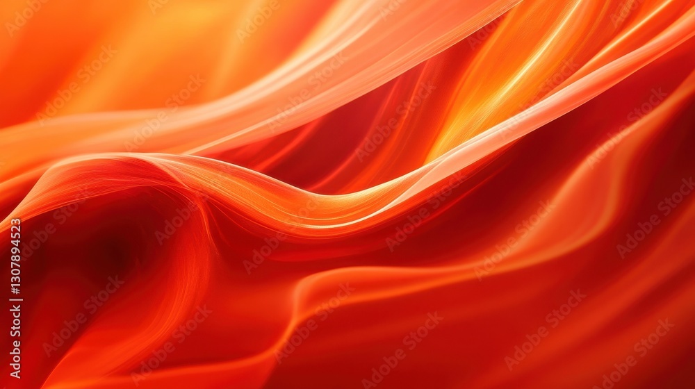 Fototapete an abstract, flowing red background with vibrant orange hues, high-speed motion blur, and smooth cur