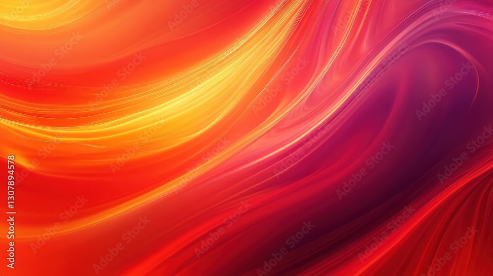 Fototapete an abstract, flowing red background with vibrant orange hues, high-speed motion blur, and smooth cur