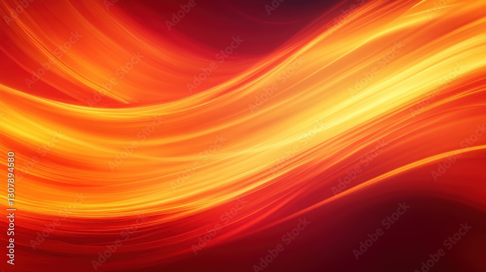 Fototapete an abstract, flowing red background with vibrant orange hues, high-speed motion blur, and smooth cur
