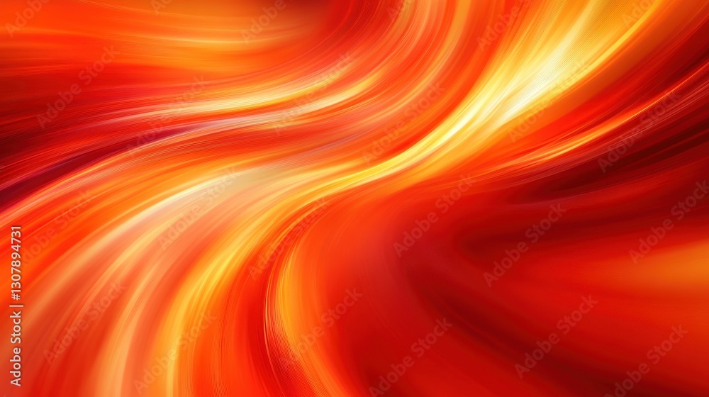 Fototapete an abstract, flowing red background with vibrant orange hues, high-speed motion blur, and smooth cur