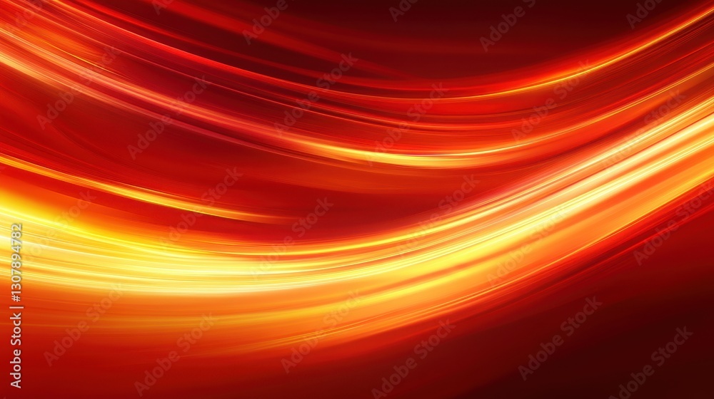 Fototapete an abstract, flowing red background with vibrant orange hues, high-speed motion blur, and smooth cur
