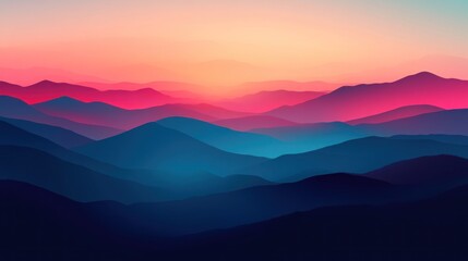 Obraz premium Colorful mountain range sunset view; nature background; peaceful scene; artistic design