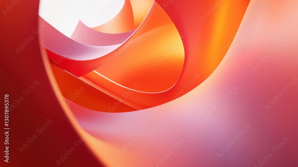 Aufkleber Smooth red and orange curves with motion blur, combined with light and shadow, create an abstract, futuristic backdrop. The center of the image is perfect for adding logos or design elements.