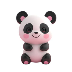 An adorable 3D-rendered panda with soft pink cheeks and ears