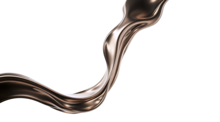 Abstract waves and splashes of liquid bronze metal with realistic reflections. Smooth, curved shapes create a fluid and elegant effect. isolated