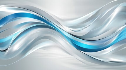 Obraz premium A high-speed motion blur of silver curves in shades of blue and white, with a dramatic light-shadow effect, creating a dynamic abstract backdrop perfect for customization.