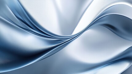 Fototapeta premium A smooth gradient of blue and white curves on a silver background, with light and shadow playing across the composition, offering space in the center for customization.