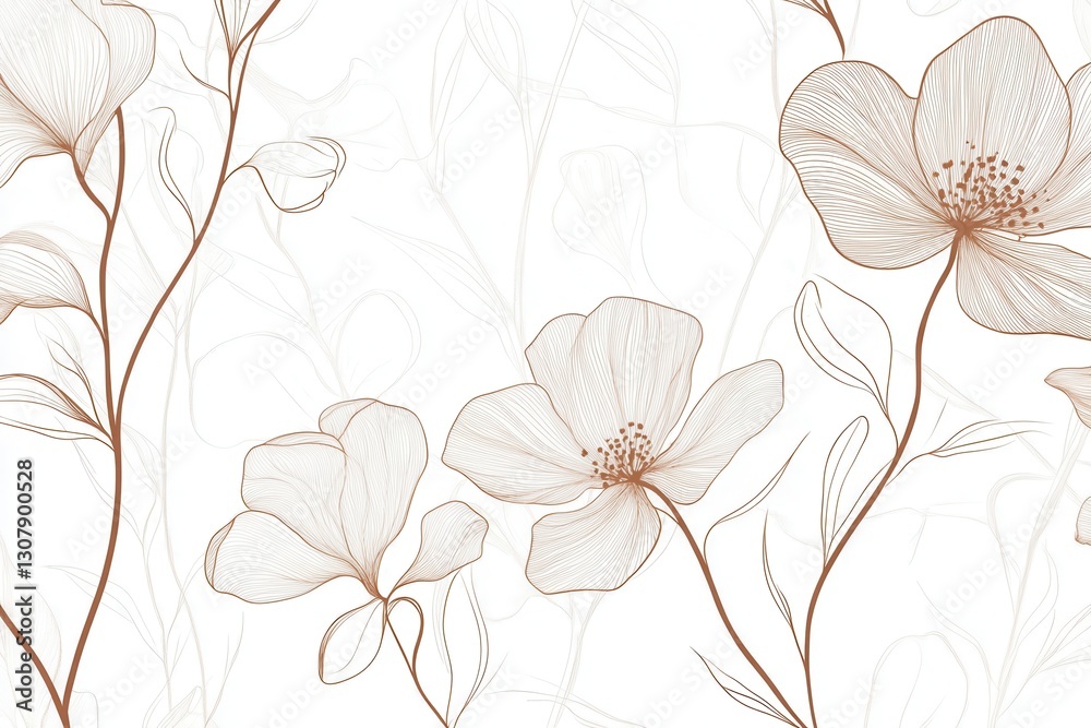 Aufkleber delicate botanical line art showcases minimalist elegance with modern floral patterns designed for c