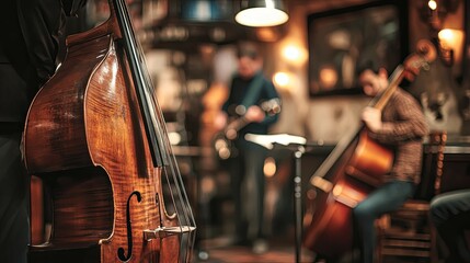Double Bass in Focus: A Warm, Intimate Jazz Ensemble