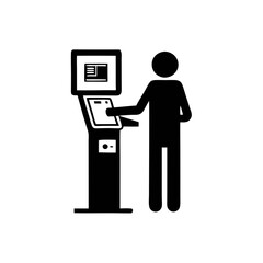 Self Check-in Kiosk with Passenger for Airport and Travel Automation | Ideal for Modern Airline and Travel Industry Illustrations