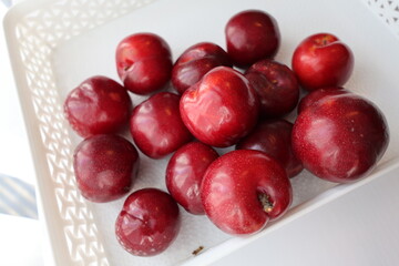 Delicious Fresh Plums in Tray – Healthy Fresh Fruit, Nutritious Snack, and Natural Goodness