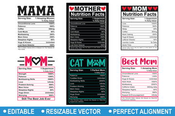 Editable Mom Nutrition Facts Template Bundle, Customizable Mama Nutrition Label Template, Resizable Mother Nutrition Facts, Mother's Day Gift, Mother's Day, Editable Nutrition Fact