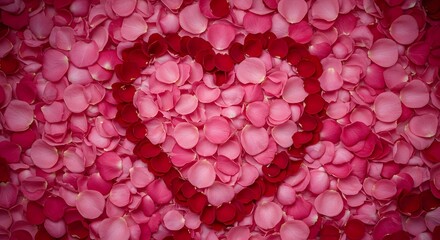 Romantic rose petals forming a heart shape lovely pink and red soft card macro image photo sweet