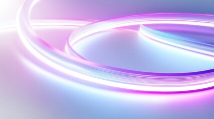 Fototapeta premium Glowing neon lines create abstract patterns on a smooth white surface in futuristic digital art composition Generative AI
