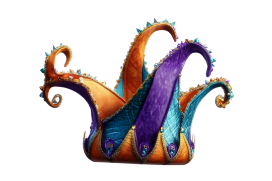 A jester hat isolated on transparent background.