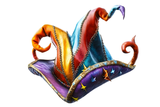 A jester hat isolated on transparent background.