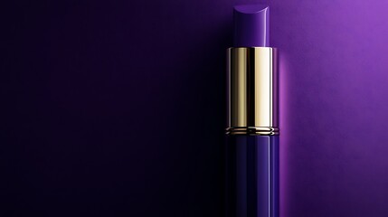 Purple Lipstick in a Gold Case on a Purple Background / 紫の背景に金色のケースに入った紫の口紅