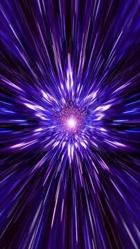 Dynamic video concept of a warp-speed effect with a central vanishing point. Captured from a straight-on angle, creating a sense of rapid motion. Live mobile wallpaper.