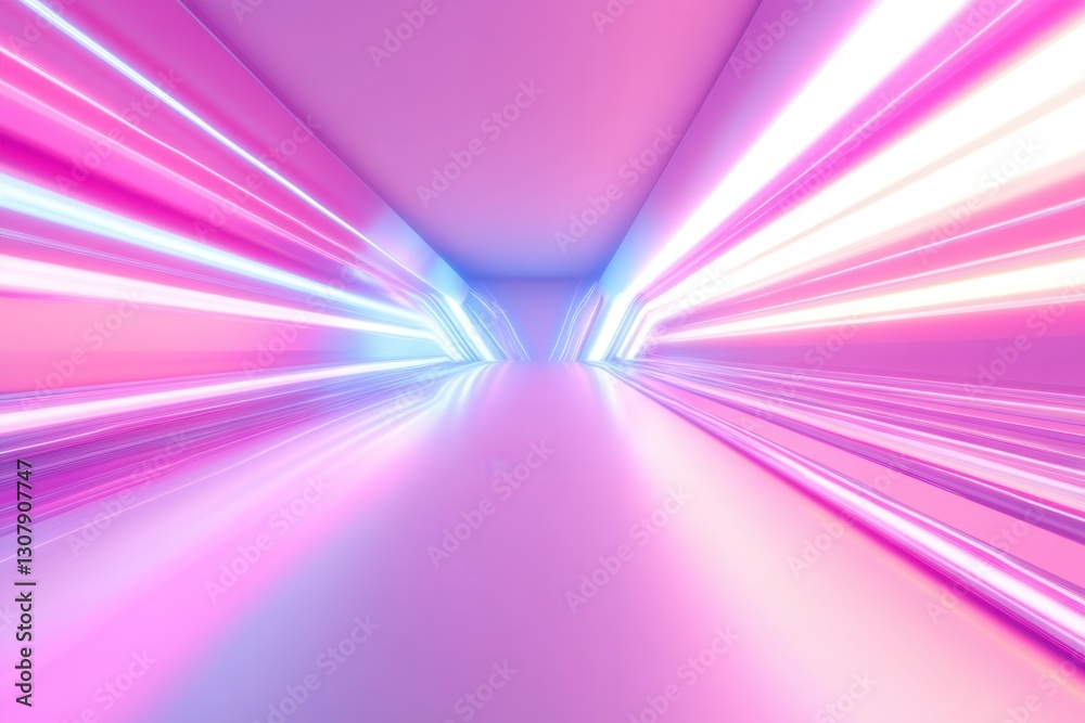Fototapete glowing neon lines create a futuristic ambiance on a smooth white background in digital art generati