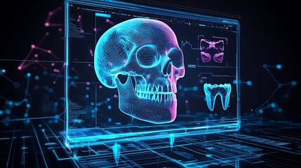 3D Skull with Dental Scan on Holographic Display