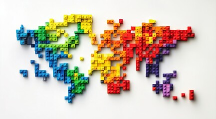 Colorful Block World Map