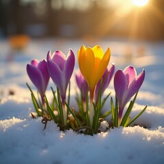 Fototapeta premium spring crocus flowers