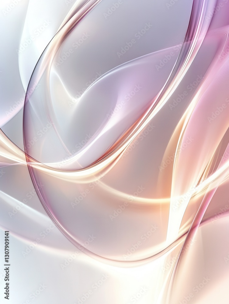 Poster Glowing neon lines create a futuristic composition on a smooth white background with elegant light trails Generative AI