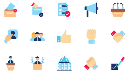 Set of voting vector icons with white background