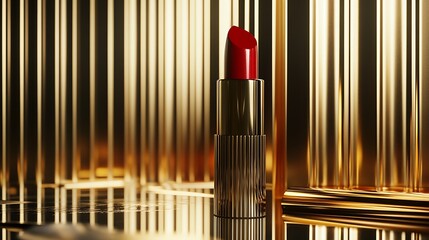 Obraz premium 鏡面反射が美しいゴールドと赤の口紅