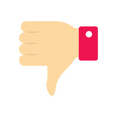Vector Illustration of a Hand Showing a Thumbs Down Gesture Representing Dislike, Rejection, or Negative Feedback