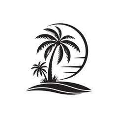 palm tree silhouette logo vector line art logo design