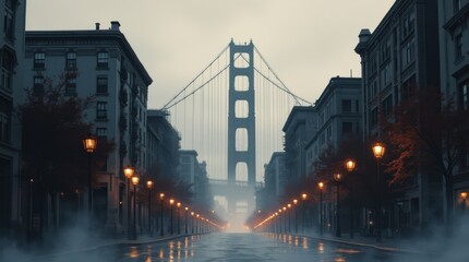 Obraz premium San Francisco Noir: High-Contrast Ink Illustration