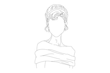 Beautiful women line art style. Women's day line art on transparent 