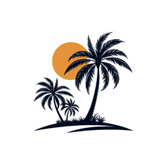 Obraz premium palm tree silhouette logo vector line art logo design