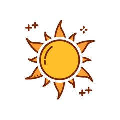 Vector image of a sun icon with white background