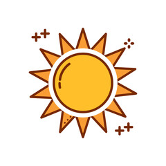Vector image of a sun icon with white background