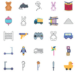 Toys vector icon set with white background