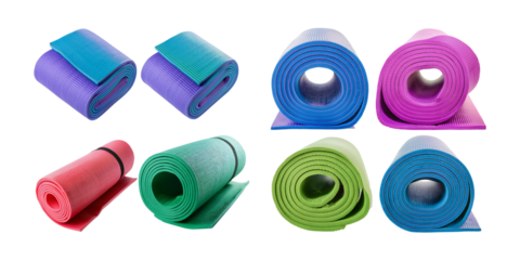 Colorful Yoga Mats for Fitness and Wellness Activities Displayed