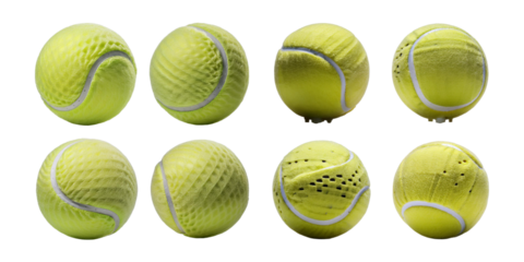 Diverse Collection of Tennis Balls in Various Textures and Designs