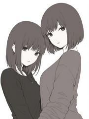 headshot portrait featuring two girls with short black hair.