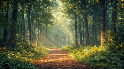 Obraz premium Bright Morning in a Sunny Forest