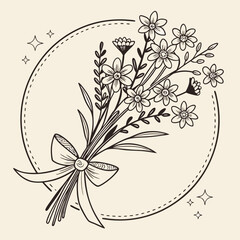 vector botanical plant and flower for logo and t-shirt