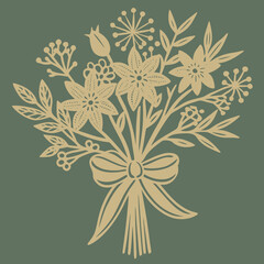 vector botanical plant and flower for logo and t-shirt