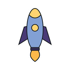 Vector image of a rocket icon with a white background