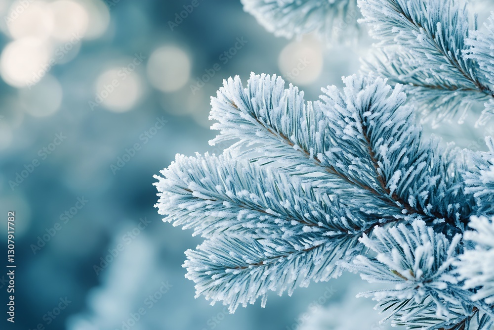 Aufkleber sparkling frost covered pine branches glimmering in winter light for a frosty feel : generative ai
