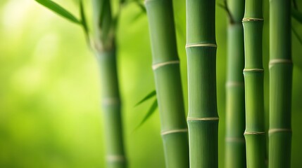 Fototapeta premium Towering bamboo stalks form a rhythmic natural pattern, evoking a sense of balance and tranquility.