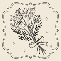vector botanical plant and flower for logo and t-shirt