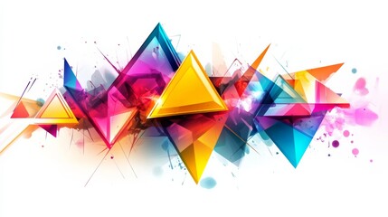 Vector Illustration of Colorful Geometric Shapes and Triangles on a White Background  
